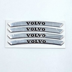 Наклейки Volvo серебристые объемные пластик (шильдик Вольво, 9х0,8см). Серебристые с черной надписью - 4шт в комплекте