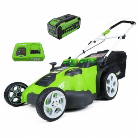 Аккумуляторная газонокосилка Greenworks G40LM49DBК5 TwinForce, 40v, 49 см, (2500207U8B), с аккумулятором 8 А·ч и быстрым зарядным устройством