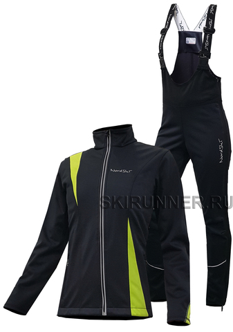Женский утеплённый лыжный костюм Nordski Active Black-Lime 2016
