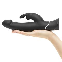 Черный вибратор-кролик Happy Rabbit Realistic Rechargeable Rabbit Vibrator - 25,4 см. - 