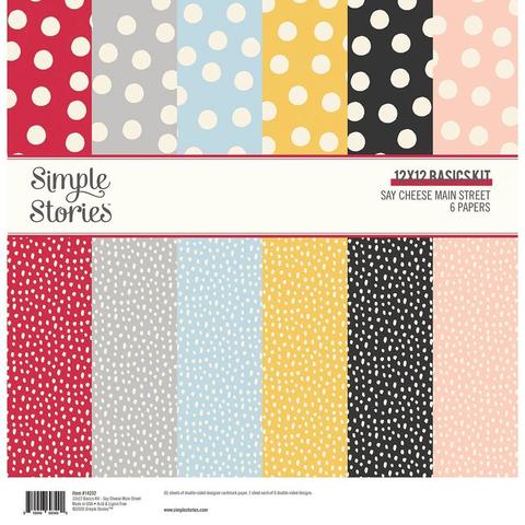 Набор двусторонней бумаги 30х30см Simple Stories Basics Double-Sided Paper Pack -Say Cheese Main Street -6л