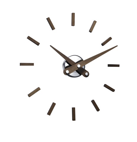 Часы Nomon PUNTOS SUSPENSIVOS 12 N (основа - хромированная сталь/деления и стрелки - орех). D=50см