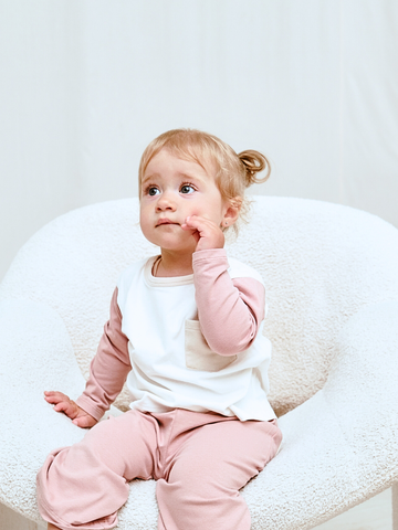 Лонгслив детский молочный/розовый