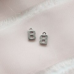 Подвески буквы A, B, C, D, E, F, родий, 8 мм, 1 шт, П753, П754, П755, П756, П757, П758