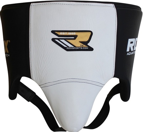 Бандаж RDX Groin Guard Leather Black/White&