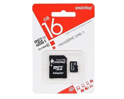 SmartBuy / Карта памяти 16GB класс 10 / поддержка UHS-I, SD-адаптер