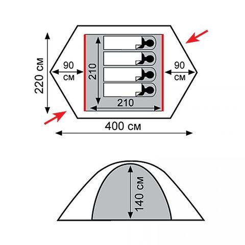 Картинка палатка туристическая Tramp TRT-29 серый - 4