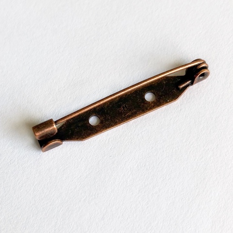 Японская булавка для броши 35 мм с прямой застёжкой, цвет античная бронза.