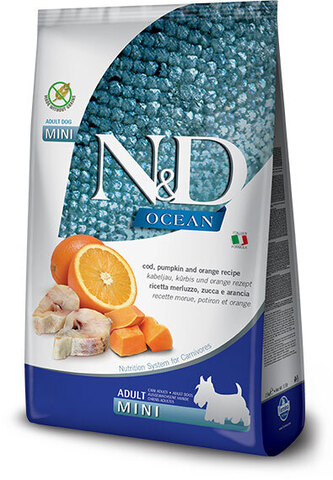 Farmina N&D Ocean Pumpkin Dog сухой корм для собак мелких пород (треска с апельсином и тыквой) 800 г