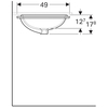 Geberit VariForm Раковина с установкой под столешницу прямоугольной формы, T1=50х40 см, без отв. под смеситель, с отв. перелива