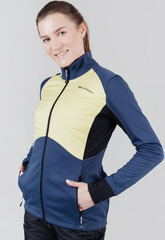 Премиальная куртка для лыж и зимнего бега Nordski Hybrid Pro Blue/Yellow W