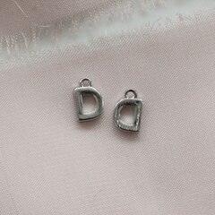Подвески буквы A, B, C, D, E, F, родий, 8 мм, 1 шт, П753, П754, П755, П756, П757, П758