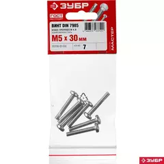 ЗУБР DIN 7985, кл. пр. 4.8, M5 х 30 мм, цинк, 7 шт, винт с полусферической головкой (303156-05-030)