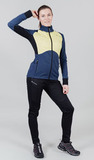 Премиальная куртка для лыж и зимнего бега Nordski Hybrid Pro Blue/Yellow W