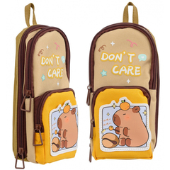 Пенал-сумка Basir без наполнения, 10*22*6 см, серия "Капибара", 3 отделения на молнии