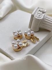 Накладки на пуговицы золотистые с жемчугом (клипсы)