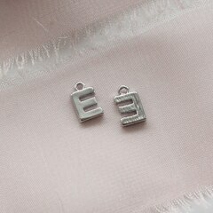 Подвески буквы A, B, C, D, E, F, родий, 8 мм, 1 шт, П753, П754, П755, П756, П757, П758