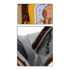 Пенал-сумка Basir без наполнения, 10*22*6 см, серия "Капибара", 3 отделения на молнии