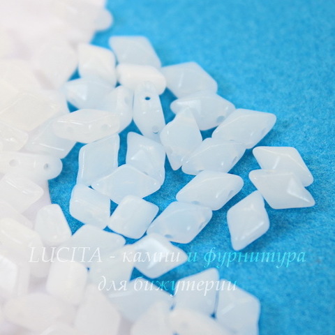 Бусина DiamonDuo Ромб с 2 отверстиями, 8х5 мм, белая глянцевая