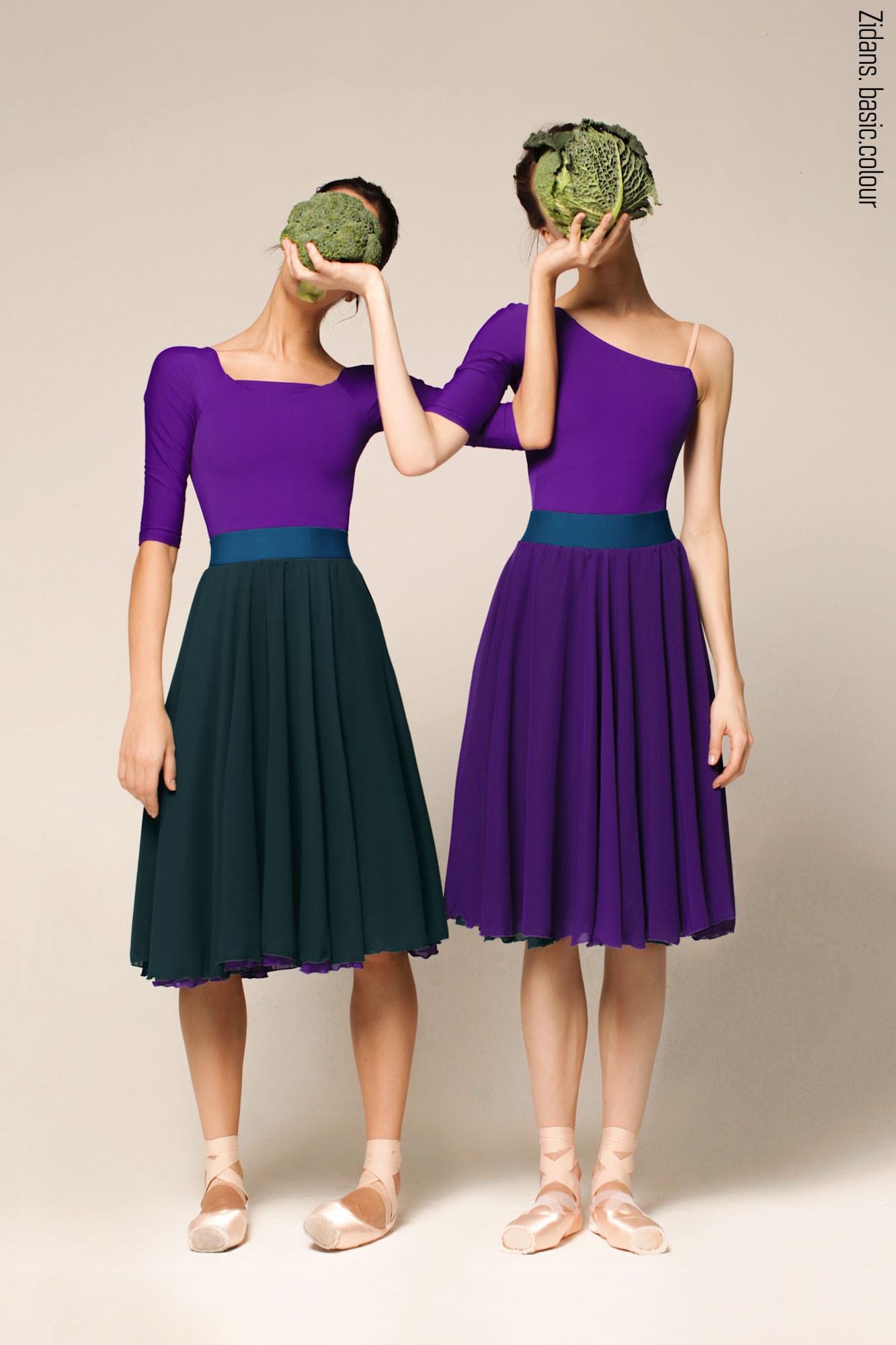 One-of-a-kind two-sided skirt violet + emerald