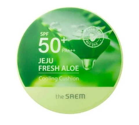 The Saem Jeju Fresh Aloe Cooling Cushion Natural Baige SPF 50+PA+++ Кушон охлаждающий солнцезащитный