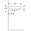 Раковина Geberit Smyle Square: B=120см, T=48см, Отверстие под смеситель=Левое и правое, Перелив=На виду, Белый