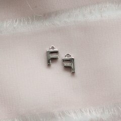 Подвески буквы A, B, C, D, E, F, родий, 8 мм, 1 шт, П753, П754, П755, П756, П757, П758