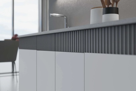 Кухня Оливия 2.0 м белый снег софт / графит софт