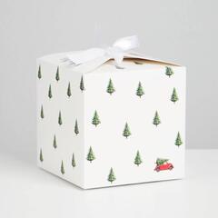 Коробка сборная одиночная куб, «С Новым годом», 12*12*12 см