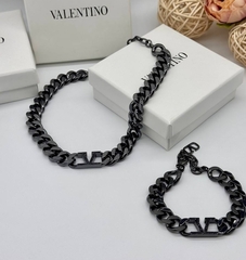 Браслет-цепь крупная VALENTINO в черном родаже