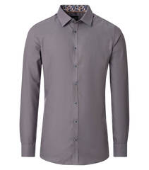 Сорочка мужская Venti Body Fit 154493000-200 серо-коричневая с цветной отделкой