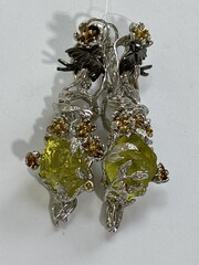 Кварц лимон (серьги из серебра)