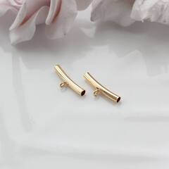 Трубочка с петелькой, спейсер, 20*3 мм, позолота, П617