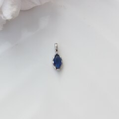 Подвеска Маркиз с синим фианитом, 14*5 мм, родий, П404