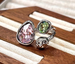 Кольцо разъемное с тремя цветными вставками в стилистике POISON DROP