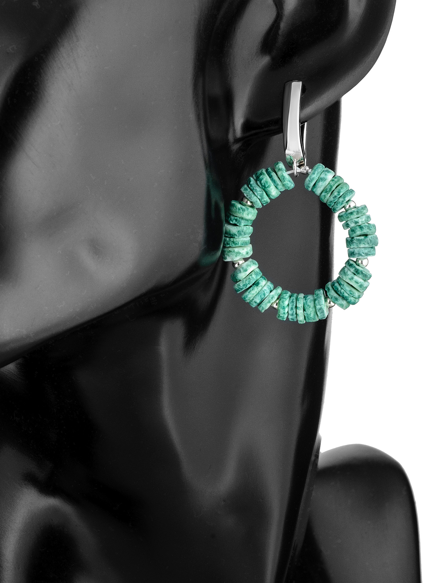 Серьги кольца с кораллом