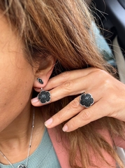 Серьги-трансформеры из серебра с черными микроцирконами коллекция Ton Joli