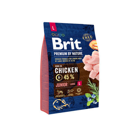 Купить сухой корм Brit Premium by Nature Junior L для молодых собак (1–24 месяцев) крупных пород