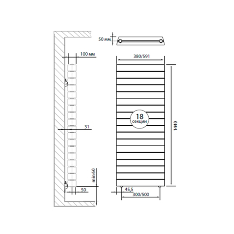 Радиатор Royal Thermo PianoForte Tower Noir Sable - 18 секц.