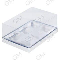 Коробка под капкейки с пластиковой крышкой 235*160*100 мм (6) (серебро) ПРЕМИУМ, 50шт