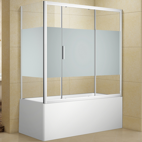 Aquanet 254247 Aquanet Practic, Шторка для ванны х боковое стекло 1500х800мм, полоска, хром, 6мм (254247)