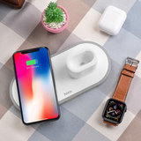 БЗУ (3 в 1) для смартфонов, iWatch и AirPods 2 с быстрой зарядкой 10W Hoco CW21 для телефонов, умных часов, наушников беспроводное зарядное устройство (Белый)