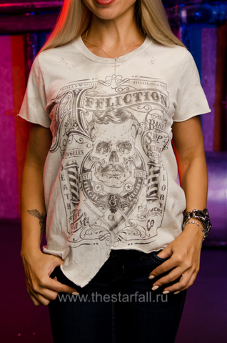 Affliction | Футболка женская THE BARBER AW13451 перед на модели