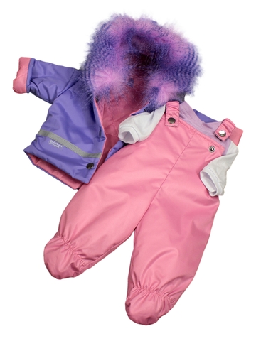 Зимний комплект с полукомбинезоном - Сиреневый. Одежда для кукол, пупсов и мягких игрушек.