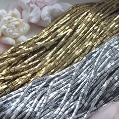 Гематин гематит, шестиугольные бусины, 6*4 мм, серебро 1 нить, ГМ022