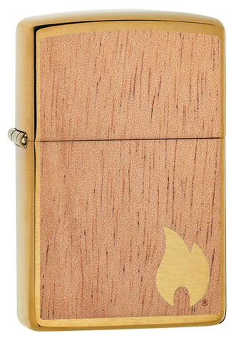 Зажигалка Zippo WOODCHUCK USA Flame с покрытием Brushed Brass, латунь/сталь/дерево, золотистая, матовая (29901) | Wenger-Victorinox.Ru