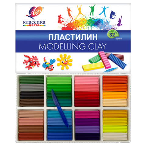 Plastilin \ Пластилин 32 цвета, 640 гр