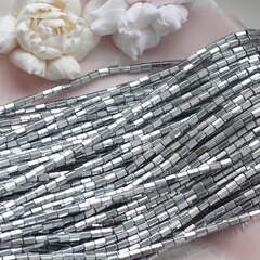 Гематин гематит, шестиугольные бусины, 6*4 мм, серебро 1 нить, ГМ022