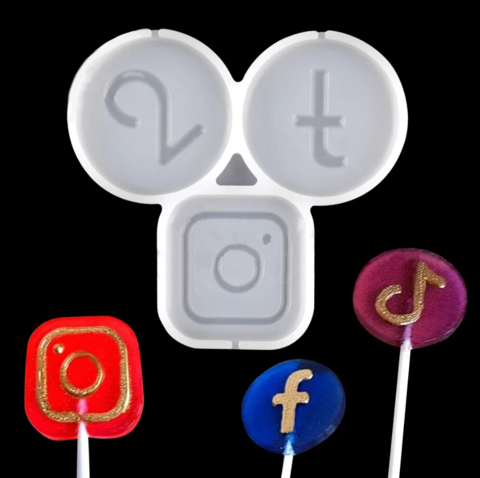 Силиконовая форма для леденцов «Instagram, TikTok, Facebook»