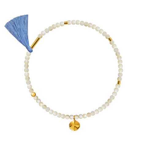 браслет из перламутра с кистью цвета голубой пудры
